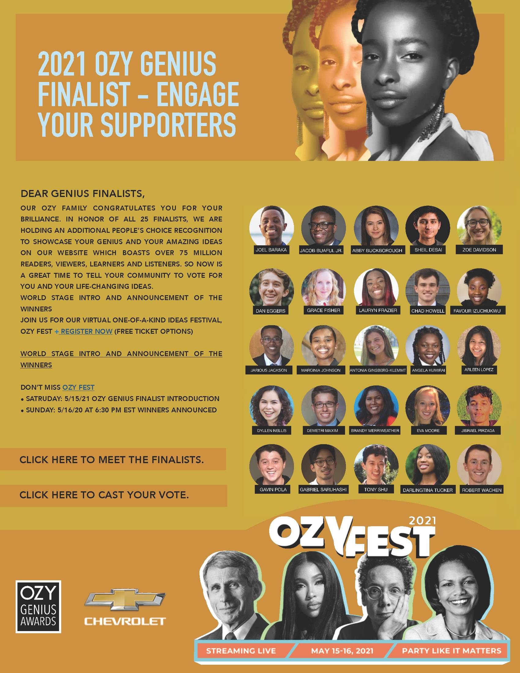 2021 OZY Genius Finalist - Engage Your Supporters
